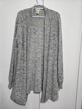 Max Studio Women’s XL Open‑Front Cardigan – Heathered Gray Knit – Soft & Cozy